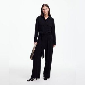 Madewell Tie-Waist Straight-Leg Jumpsuit in True Black